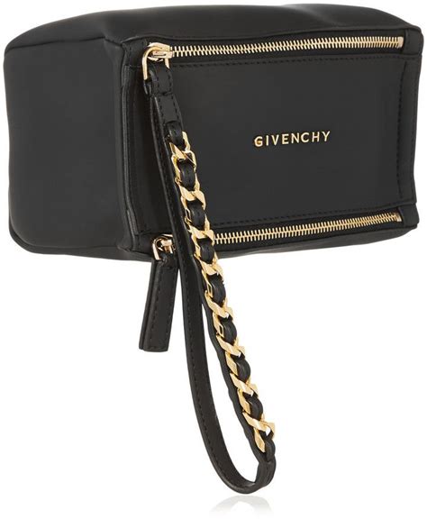 givenchy small pandora wristlet bag in black coated canvas
